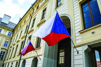 Building with Czech Flags
