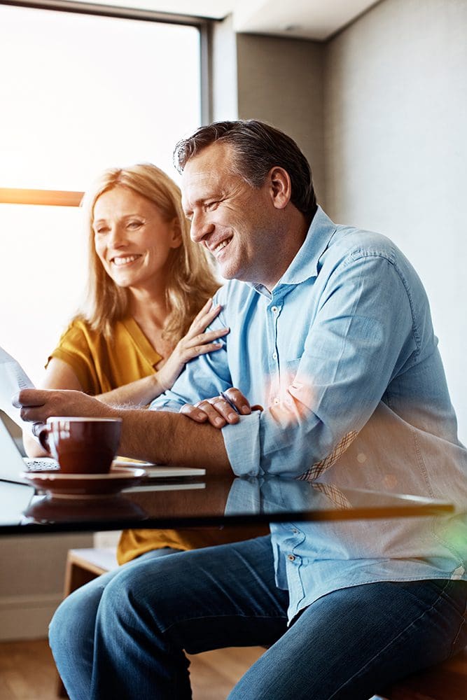 Couple working on their taxes together
