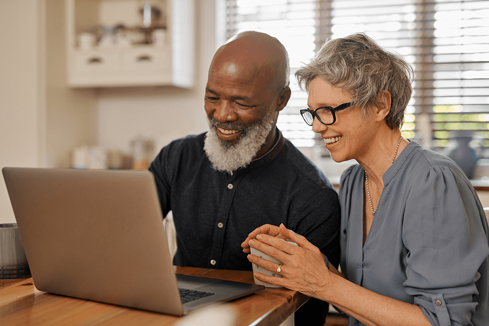 Couple looking at their finances together