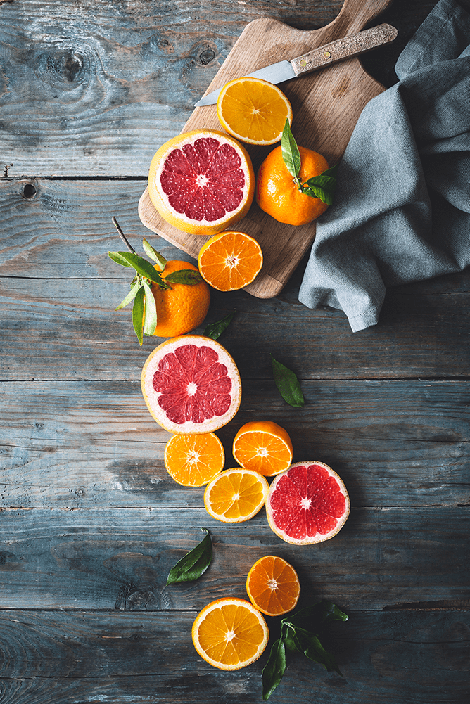 Collection of colorful citrus fruit