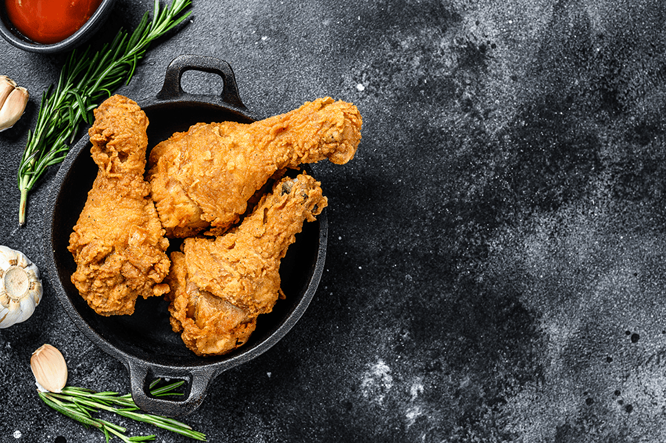 Fried chicken placed in a dish