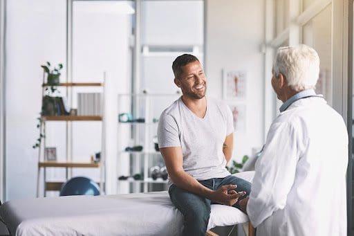 Man getting life insurance medical exam