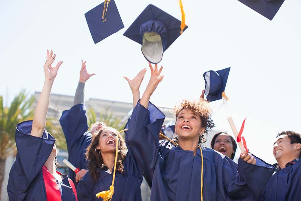 Graduation day, throwing caps in the air