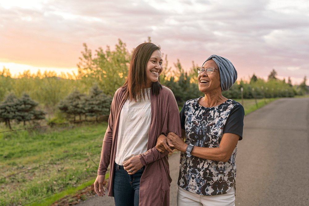 Mother and daughter getting fresh air on a walk